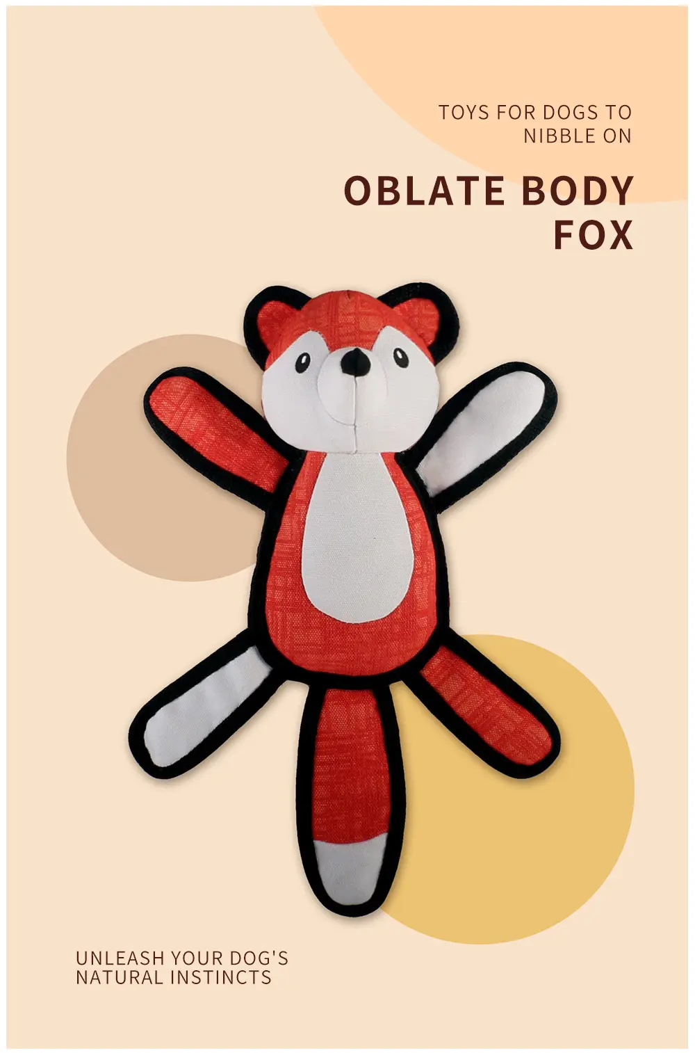 2025 New Product Classic Animal Shape Sturdy Dog Toy Collection Oblate Body Fox (5)